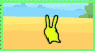 stamp of a little rabbit-like alien running around.